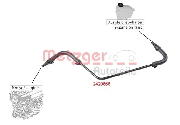 Шланг розширювального бачка, верхній 2420666 Metzger