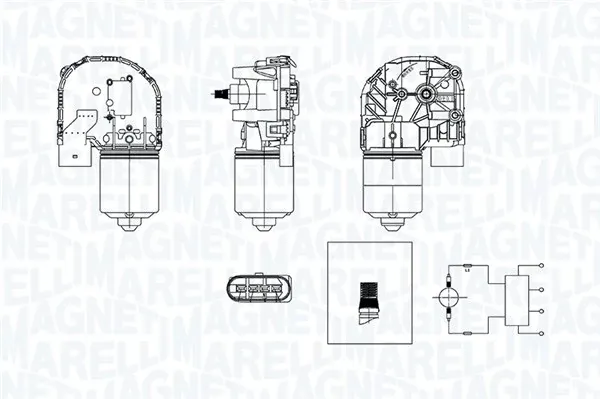 Двигун склоочисника лобового скла (трапеції) 064377600010 Magneti Marelli
