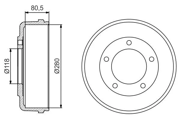Барабан гальмівний задній 0986477203 Bosch