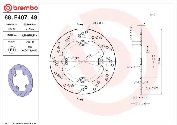 Гальмівні диски 68B40749 Brembo