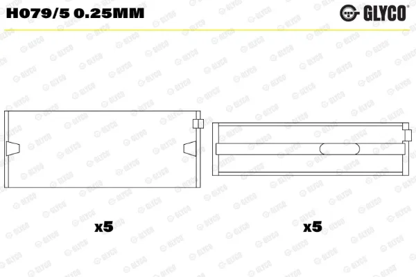 Вкладиші колінвала, корінні, комплект, 1-й ремонт (+0,25) H0795025MM Glyco