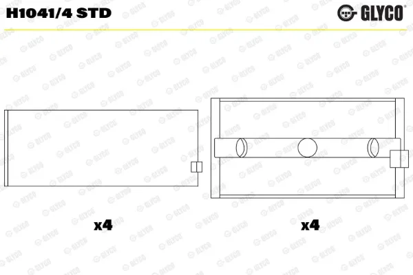 Вкладиші колінвала, корінні, комплект, стандарт (STD) H10414STD Glyco