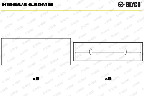 Вкладиші колінвала, корінні, комплект, 2-й ремонт (+0,50) H10655050MM Glyco