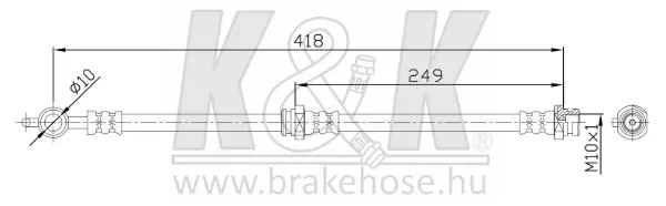 Шланг гальмівний задній FT4054 K&K