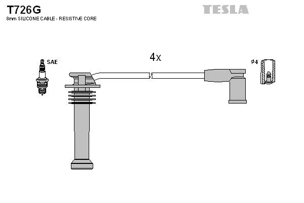 Високовольтні дроти T726G Tesla