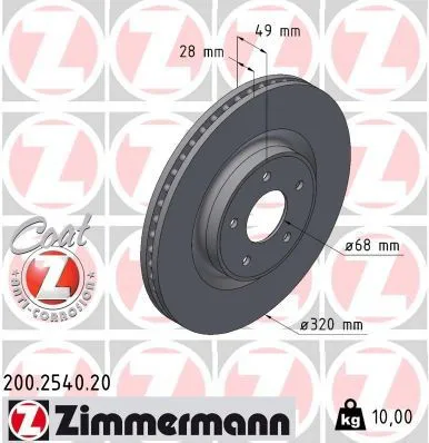 Гальмівні диски передні 200254020 Zimmermann