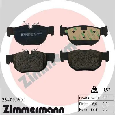 Задні гальмівні колодки 264091601 Zimmermann