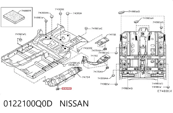 Кліпса захисту днища 0122100Q0D Nissan/Infiniti