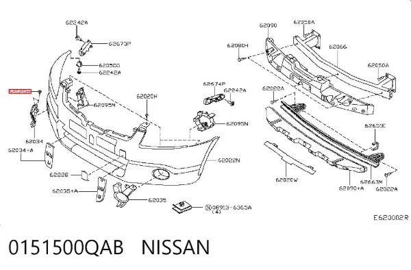 Пістон (кліп) кріплення бампера, переднього 0151500QAB Nissan/Infiniti