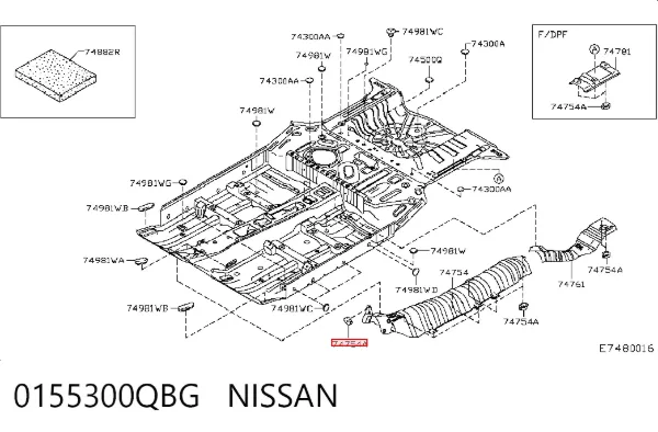 Кліпса захисту днища 0155300QBG Nissan/Infiniti