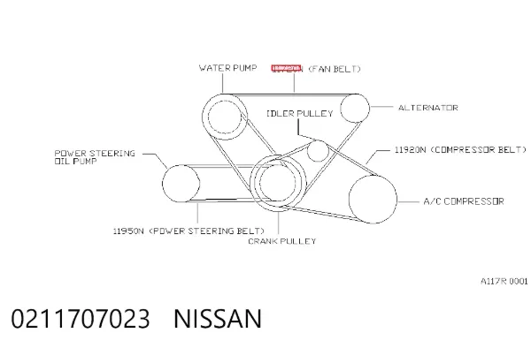 Ремінь генератора 0211707023 Nissan/Infiniti