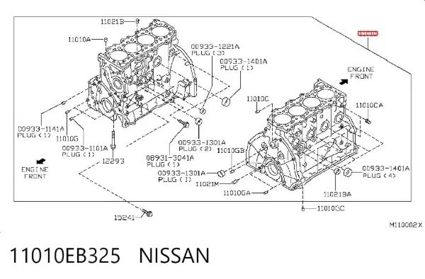 Блок циліндрів двигуна 11010EB325 Nissan/Infiniti