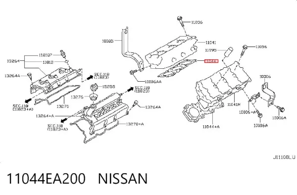 Прокладка головки блока циліндрів (ГБЦ), права 11044EA200 Nissan/Infiniti