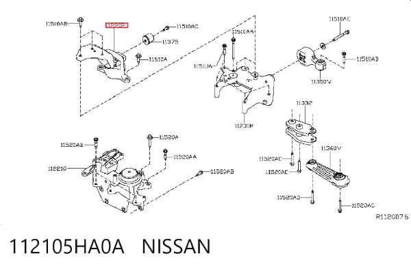 Подушка (опора) двигуна, права 112105HA0A Nissan/Infiniti