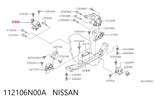 Подушка (опора) двигуна, права 112106N00A Nissan/Infiniti