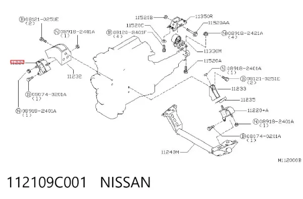Подушка (опора) двигуна, права Nissan Serena C23