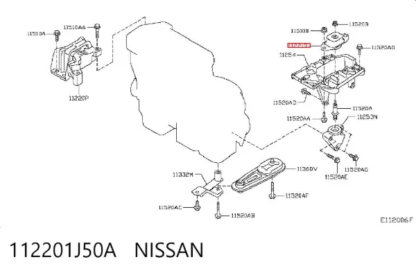 Подушка (опора) двигуна, ліва передня 112201J50A Nissan/Infiniti