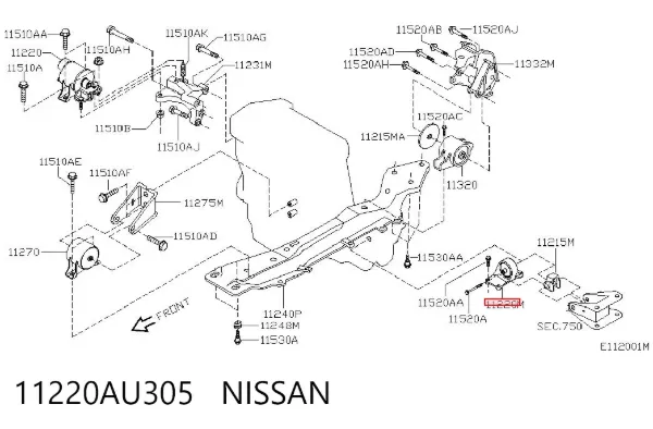 Подушка (опора) двигуна, ліва 11220AU305 Nissan/Infiniti