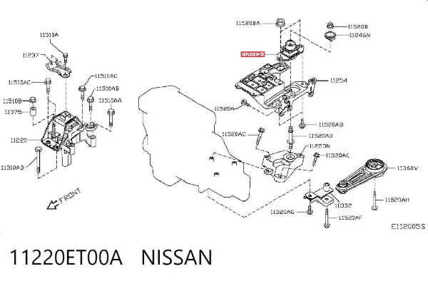 Подушка (опора) двигуна, ліва 11220ET00A Nissan/Infiniti