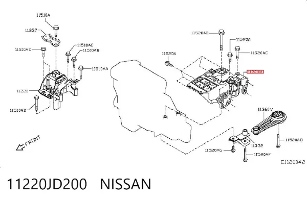 Подушка двигуна задня 11220JD200 Nissan/Infiniti