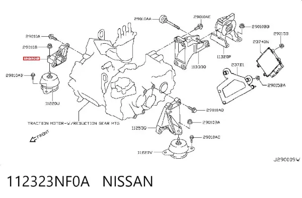 Кронштейн подушки (опори) двигуна, правої 112323NF0A Nissan/Infiniti