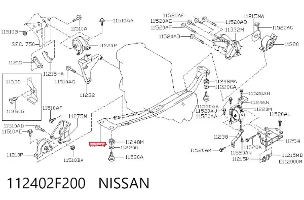 Балка кріплення двигуна 112402F200 Nissan/Infiniti