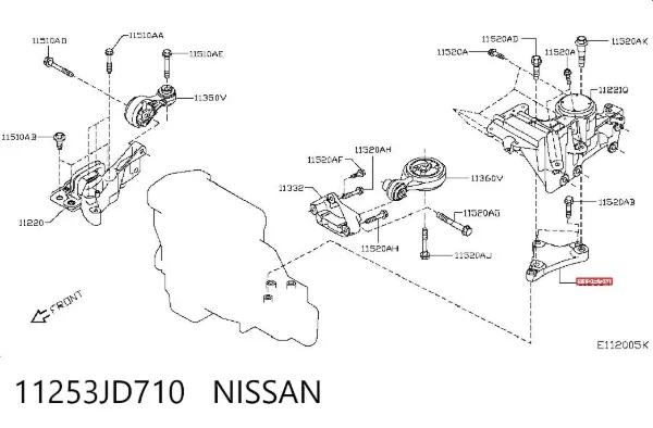 Кронштейн подушки (опори) двигуна, лівої 11253JD710 Nissan/Infiniti