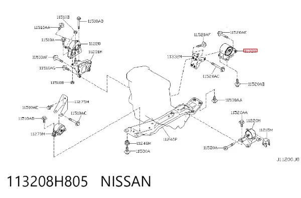 Подушка двигуна задня 113208H805 Nissan/Infiniti