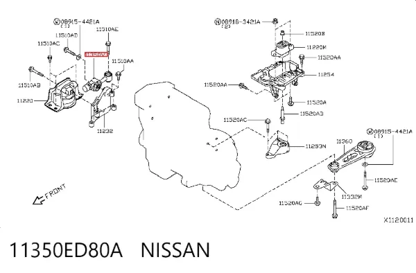 Подушка (опора) двигуна, права задня 11350ED80A Nissan/Infiniti