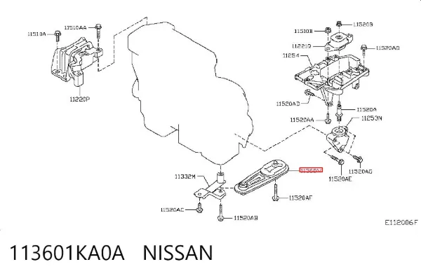 Подушка двигуна задня 113601KA0A Nissan/Infiniti