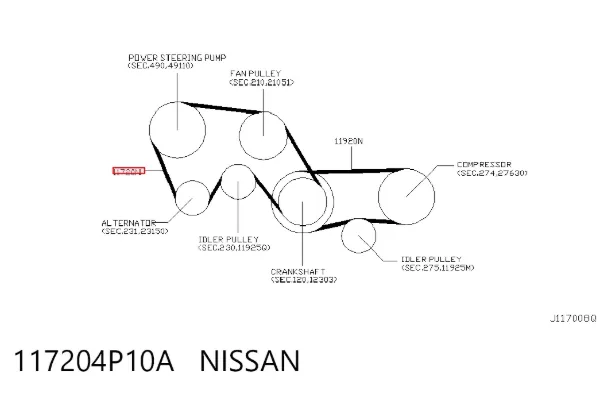 Ремінь генератора 117204P10A Nissan/Infiniti