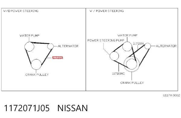 Ремінь генератора 1172071J05 Nissan/Infiniti