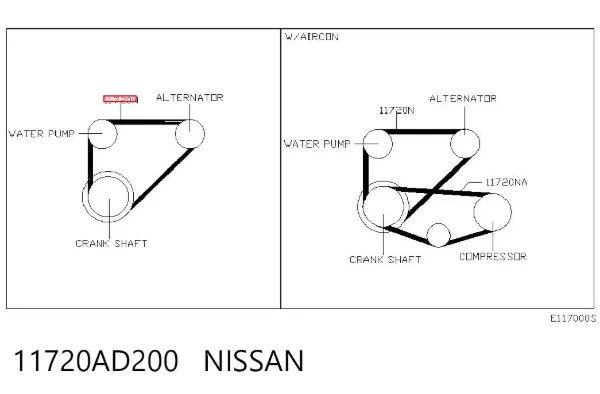 Ремінь генератора 11720AD200 Nissan/Infiniti