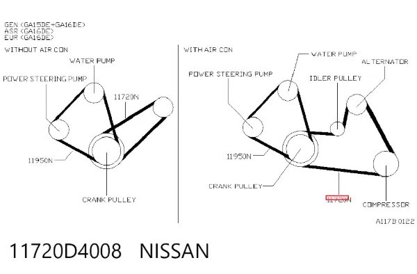 Ремінь генератора 11720D4008 Nissan/Infiniti