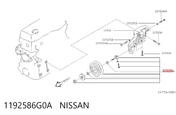 Ролик приводного ременя, паразитний 1192586G0A Nissan/Infiniti