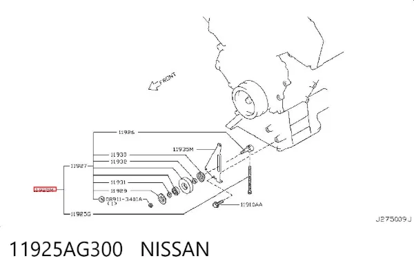 Ролик приводного ременя, паразитний 11925AG300 Nissan/Infiniti