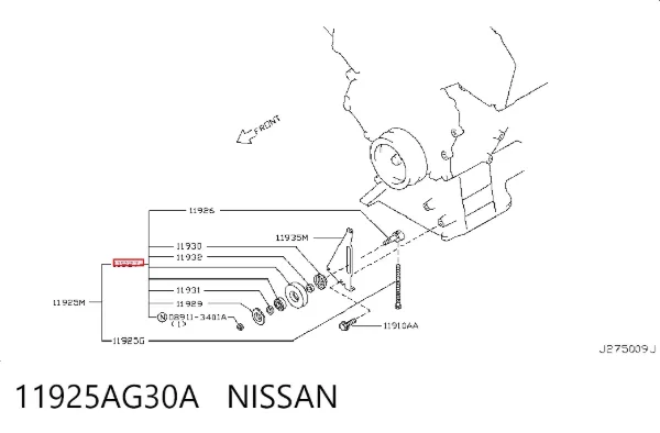 Ролик приводного ременя, паразитний 11925AG30A Nissan/Infiniti