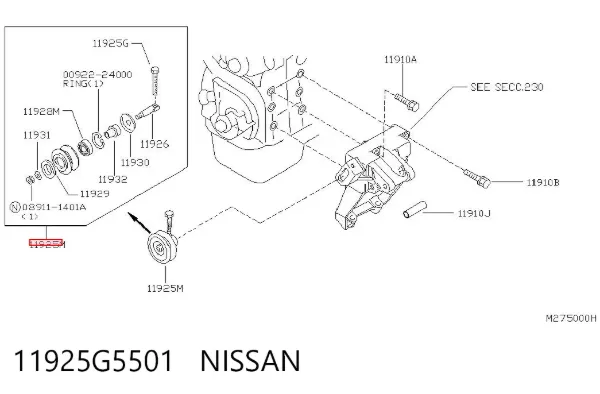 Натяжний ролик 11925G5501 Nissan/Infiniti