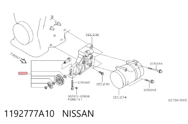 Натяжний ролик 1192777A10 Nissan/Infiniti