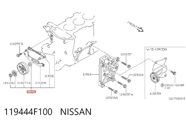 Ролик приводного ременя, паразитний 119444F100 Nissan/Infiniti