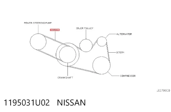 Ремінь генератора 1195031U02 Nissan/Infiniti
