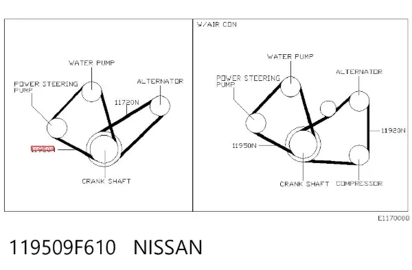 Ремінь генератора 119509F610 Nissan/Infiniti
