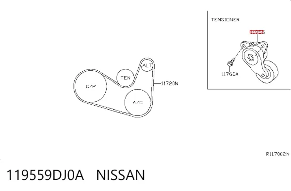 Натягувач приводного ременя 119559DJ0A Nissan/Infiniti