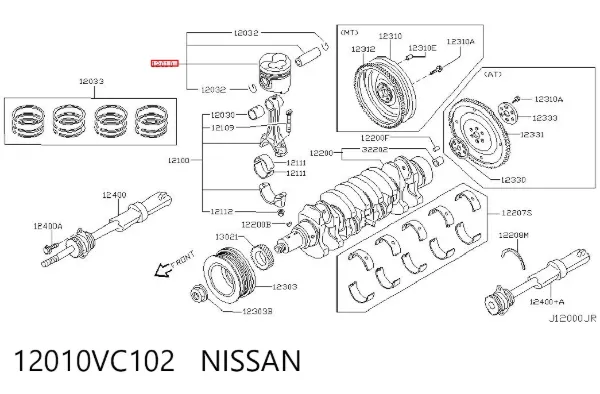 Поршень з пальцем без кілець, STD 12010VC102 Nissan/Infiniti