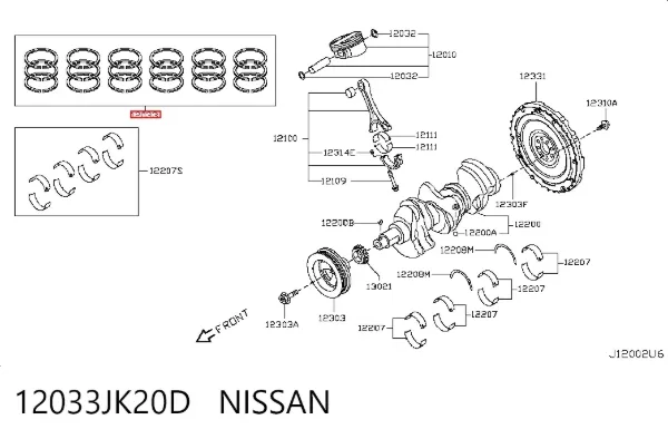 Кільця поршневі комплект на мотор, STD. 12033JK20D Nissan/Infiniti