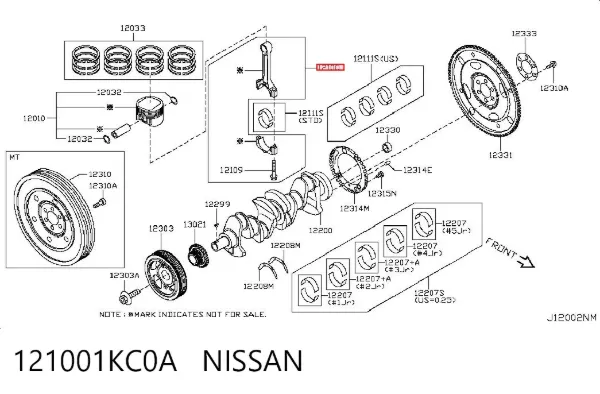 Шатун поршня двигуна 121001KC0A Nissan/Infiniti