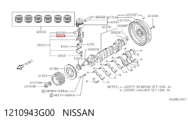 Болт колінвалу 1210943G00 Nissan/Infiniti
