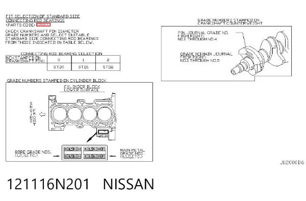 Вкладиші шатунні 121116N201 Nissan/Infiniti
