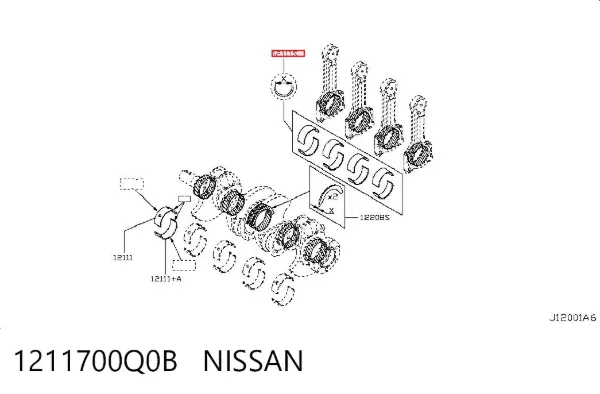 Вкладиші шатунні 1211700Q0B Nissan/Infiniti