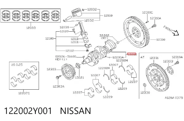 Колінвал 122002Y001 Nissan/Infiniti